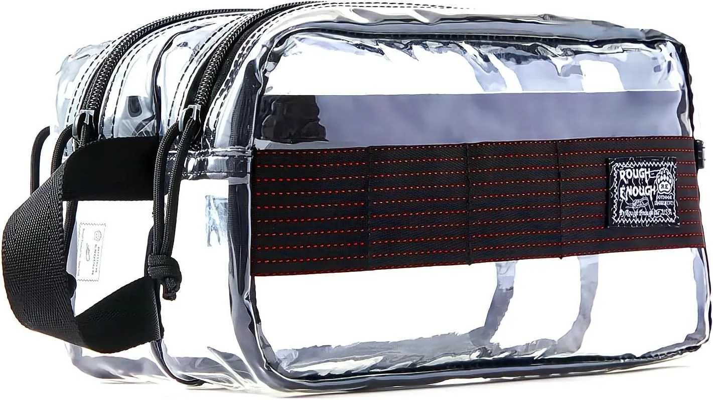 Rough Enough Clear Travel Toiletry Bag for Men Women Traveling Toiletries Essentials Shaving Hygiene Dopp Kit