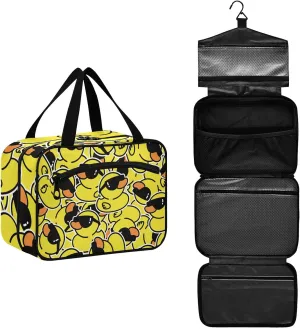 Rubber Duck Sunglasses Toiletry Bag for Women Travel Makeup Bag Organizer with Hanging Hook Cosmetic Bags Hanging Toiletry Bag for Women Men Travel Bag for Toiletries Full Sized Container Brushes