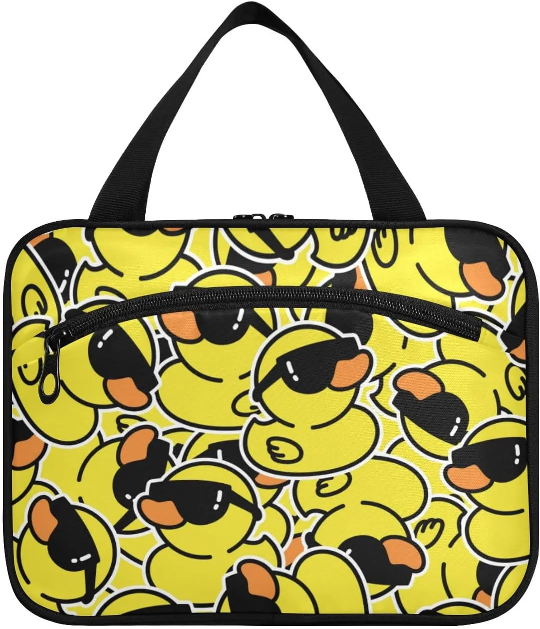 Rubber Duck Sunglasses Toiletry Bag for Women Travel Makeup Bag Organizer with Hanging Hook Cosmetic Bags Hanging Toiletry Bag for Women Men Travel Bag for Toiletries Full Sized Container Brushes