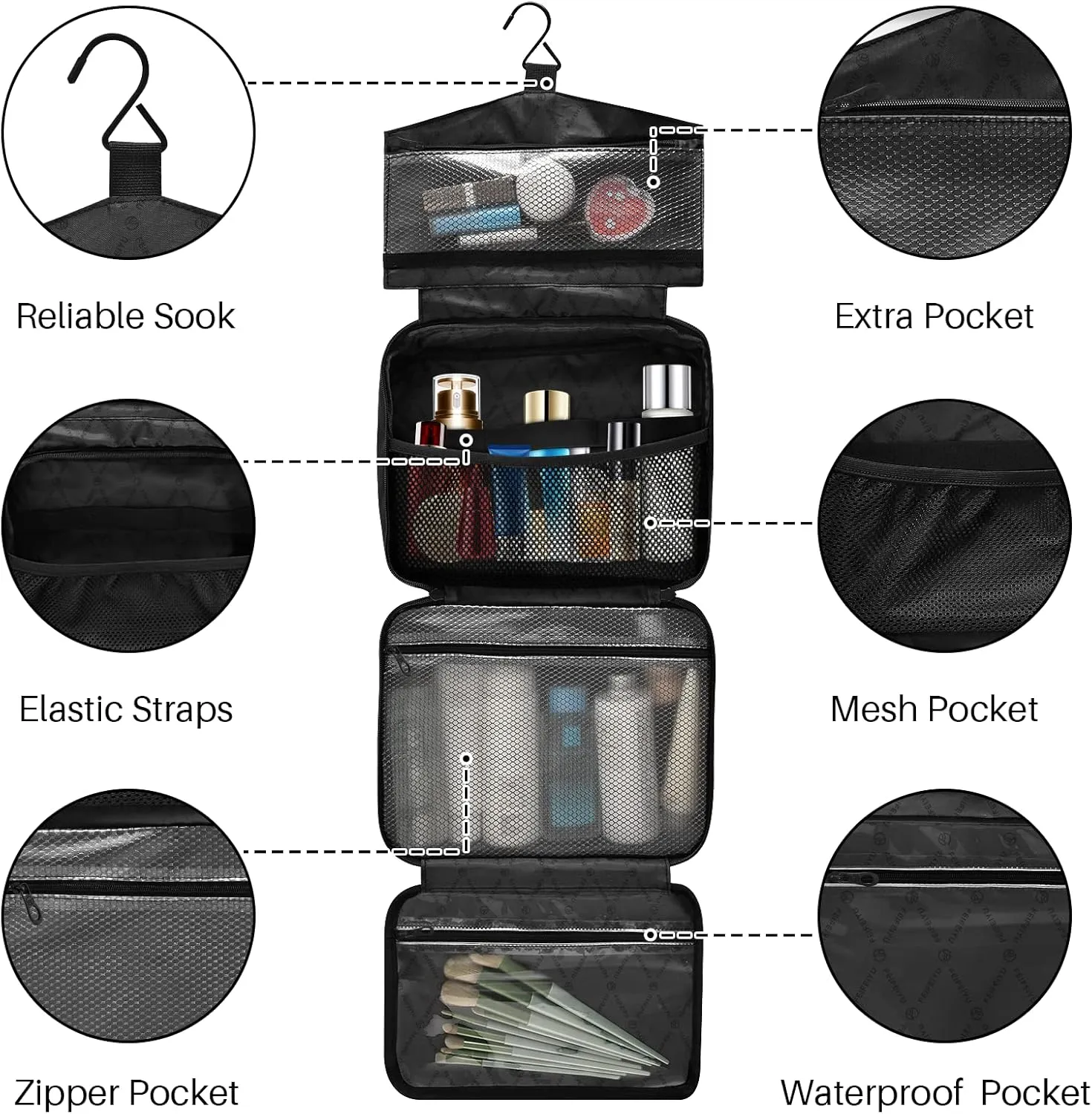 Rubber Duck Sunglasses Toiletry Bag for Women Travel Makeup Bag Organizer with Hanging Hook Cosmetic Bags Hanging Toiletry Bag for Women Men Travel Bag for Toiletries Full Sized Container Brushes