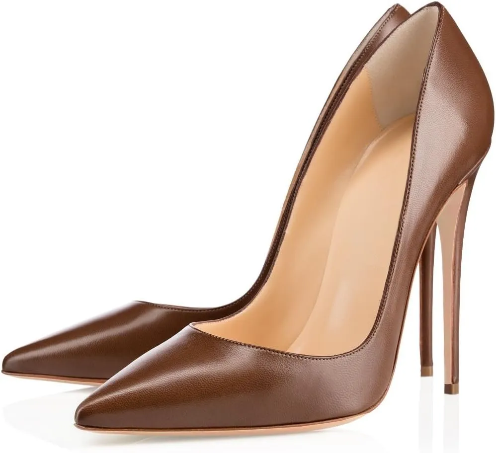 SAMMITOP Women's Pointed Toe High Heel Pumps 10cm Classic Stiletto Suede Shoes