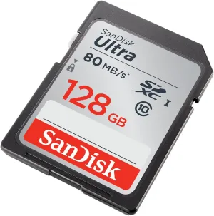 SanDisk Ultra 128GB SDXC UHS-I Memory Card up to 80MB/s (SDSDUNC-128G-GN6IN), Black