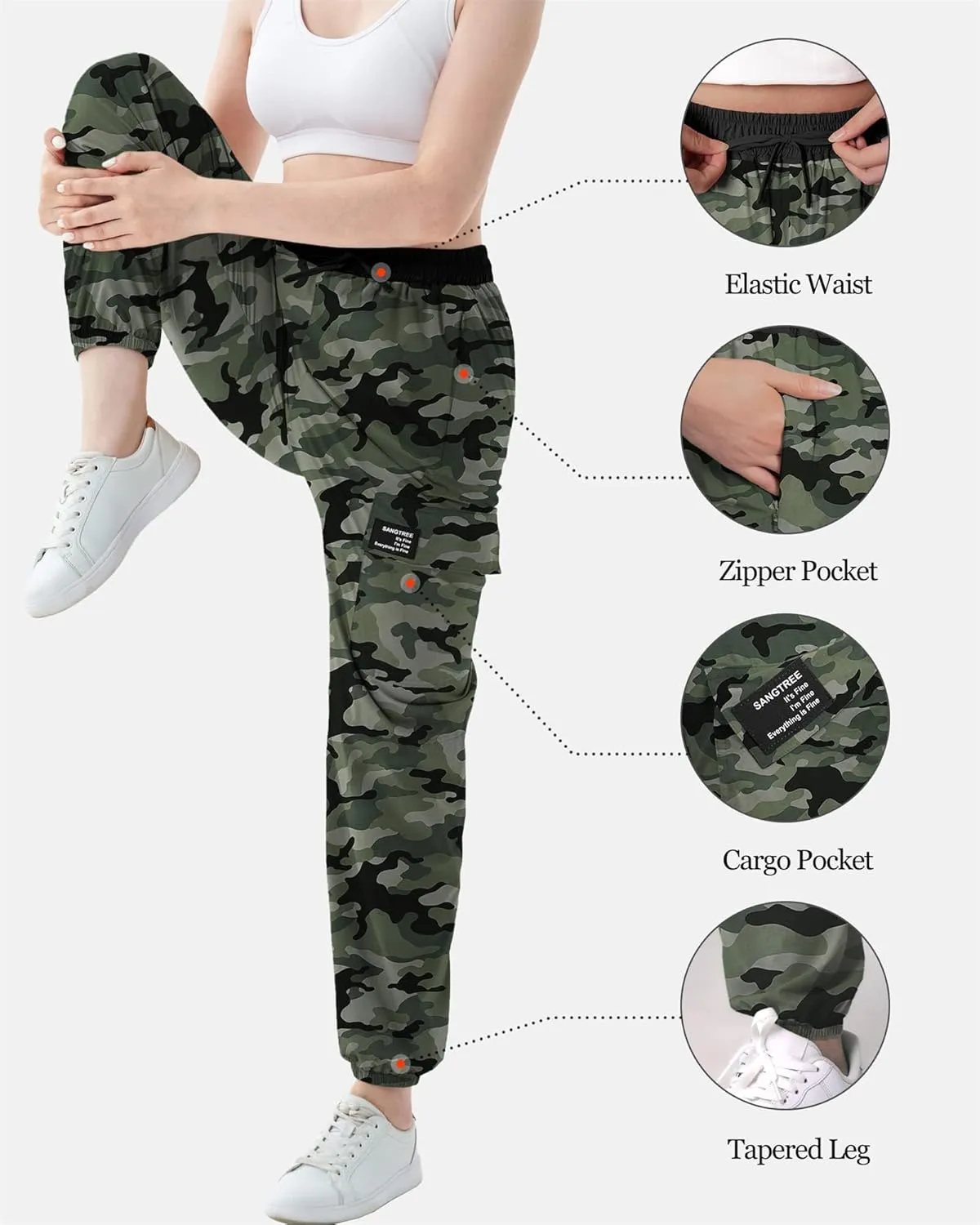 SANGTREE Girls & Women's Waterproof Outdoor Casual Cargo Jogger Pants