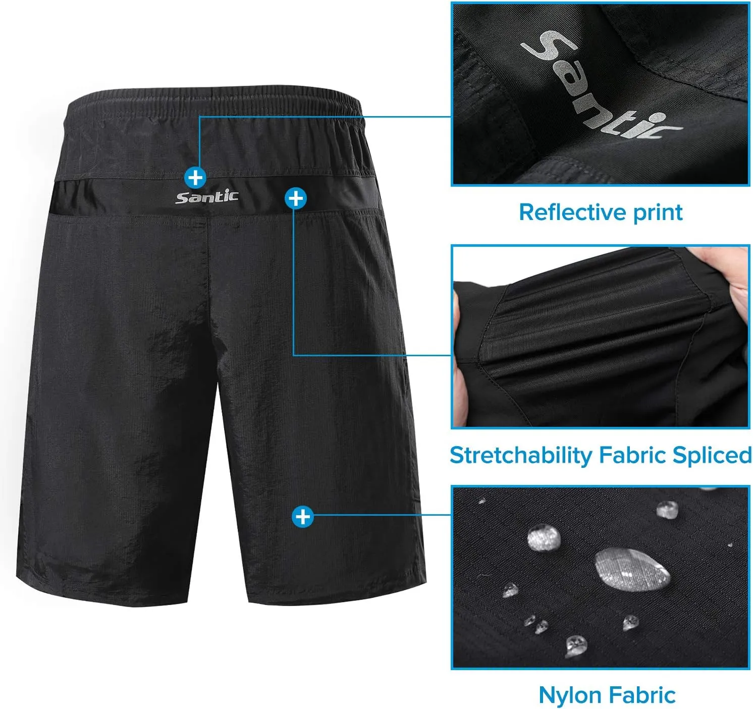 Santic Men's 3D Padded Mountain Bike Shorts Lightweight Cycling MTB Shorts
