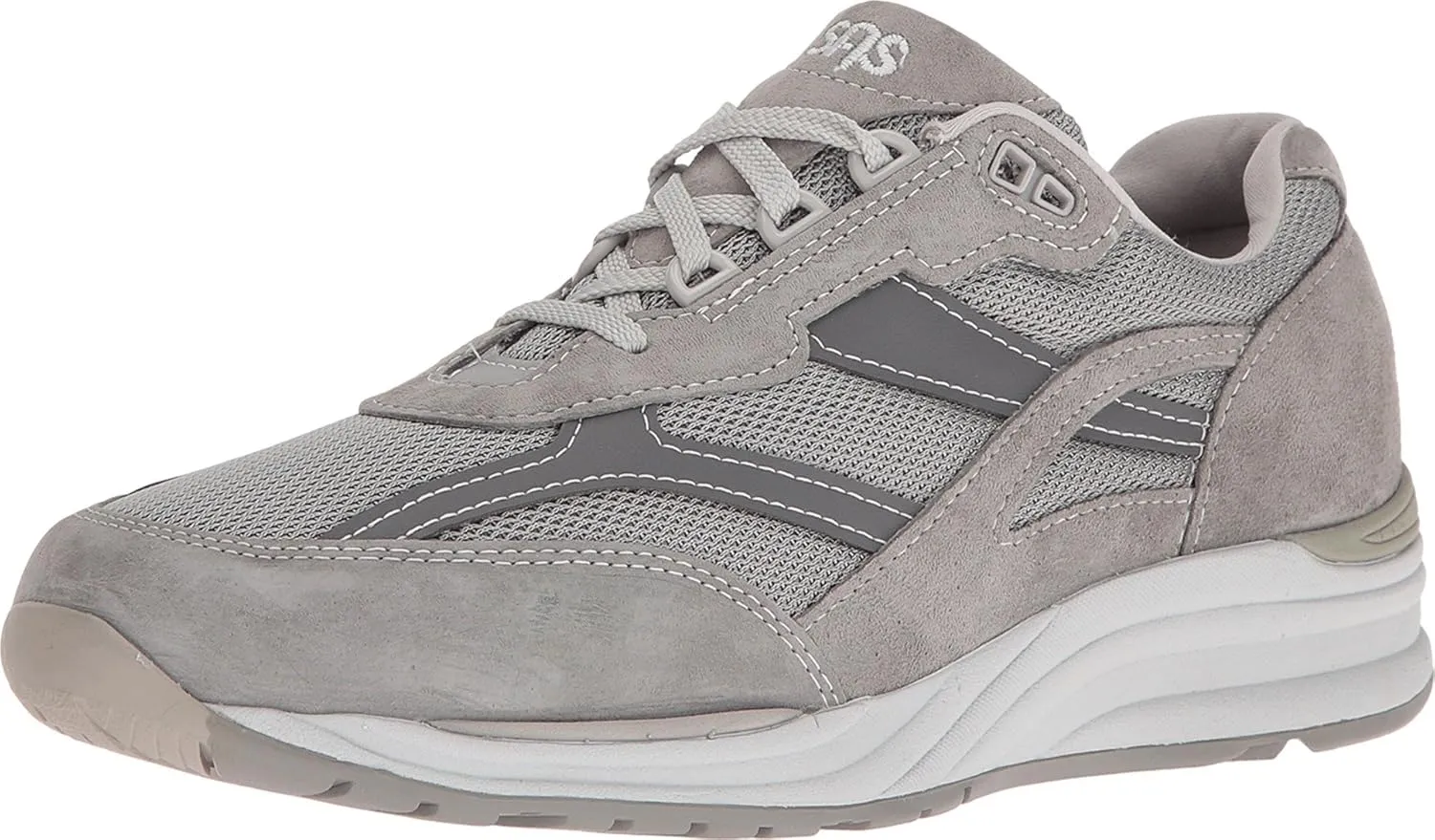 SAS Journey Mesh - Shoes for Men - Suede and Mesh Uppers - Cushioned Tongue - Textile Linings - Lightweight Gray 10.5 S - Slim (B)
