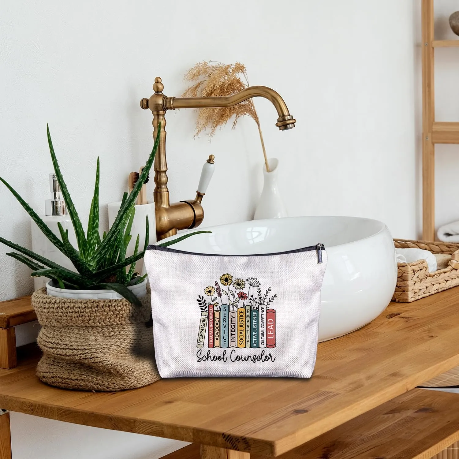 School Counselor Gifts Makeup Bag for Women - Guidance Counselor Appreciation Gifts, School Counseling Therapist Teacher Gifts, Psychiatrist Counselor Zipper Cosmetic Bag