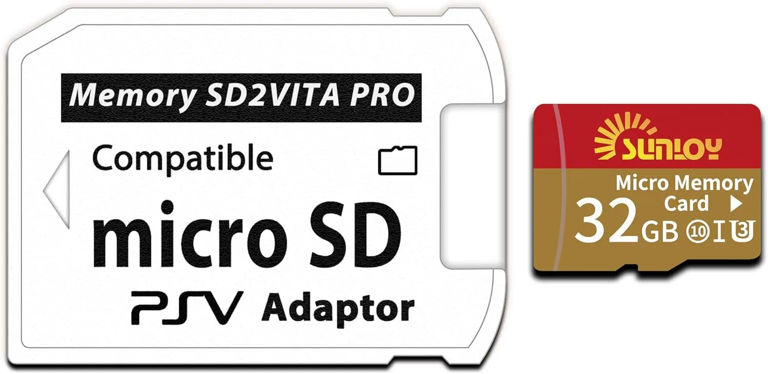SD2Vita 6.0 PS Vita Memory Card Adapter with 32GB Micro SD Card, High Speed microSDHC UHS-I Flash Memory Card with PSV Micro SD Card Adapter for PSV 1000/2000 PSTV FW 3.60 HENkaku Enso System