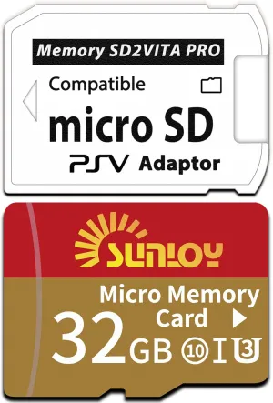 SD2Vita 6.0 PS Vita Memory Card Adapter with 32GB Micro SD Card, High Speed microSDHC UHS-I Flash Memory Card with PSV Micro SD Card Adapter for PSV 1000/2000 PSTV FW 3.60 HENkaku Enso System