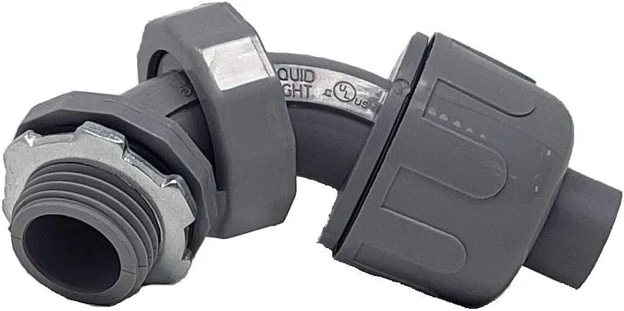 Sealproof 1/2 Inch 10 Pack Nonmetallic Liquid-Tight Multi-Angle Swivel Conduit Connector, UL Listed, 1/2" Dia