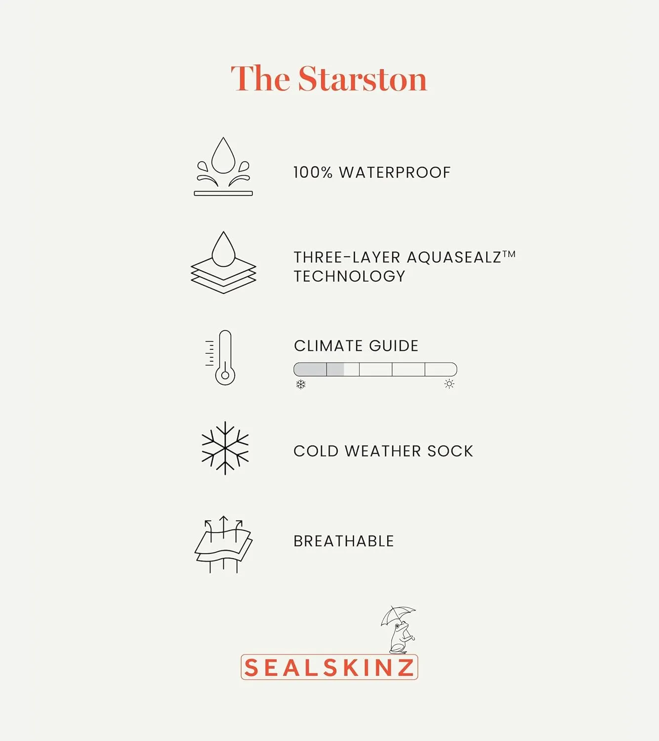 SEALSKINZ Starston Unisex Waterproof Cold Weather Mid Length Sock