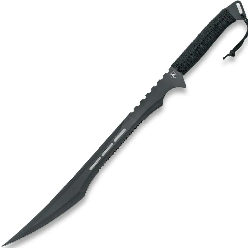 Secret Agent Tactical Sword | Shoulder Harness Scabbard | Full-Tang 19 1/2" Blade | One-Piece Stainless Steel Construction | Black Heat-Treated Finish | Cord-Wrapped Handle | 27" Overall