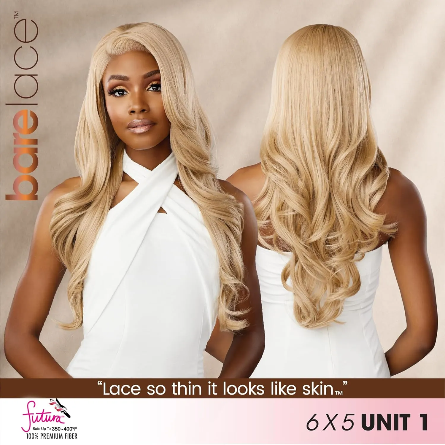 Sensationnel Bare Lace 6X5 Lacewig - Unit 1 Lacefrontal Glueless Synthetic 180 Degree Preplucked Hairline (BALAYAGECARAMEL)