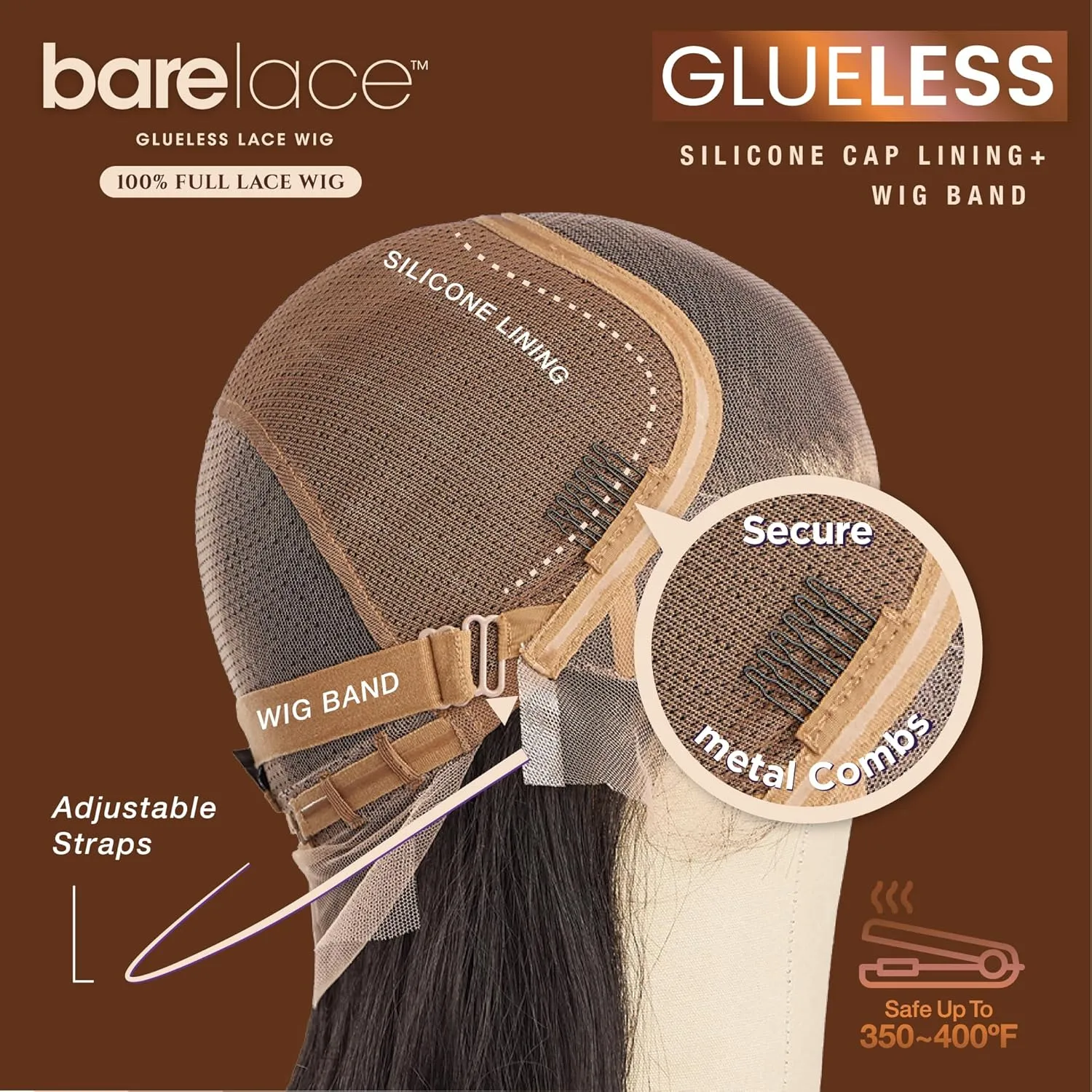 Sensationnel Bare Lace Fulllace Wig - Unit 4 Human Hair Blend All Lacefrontal Glueless Synthetic 180 Degree Preplucked Hairline (1 JETBLACK)