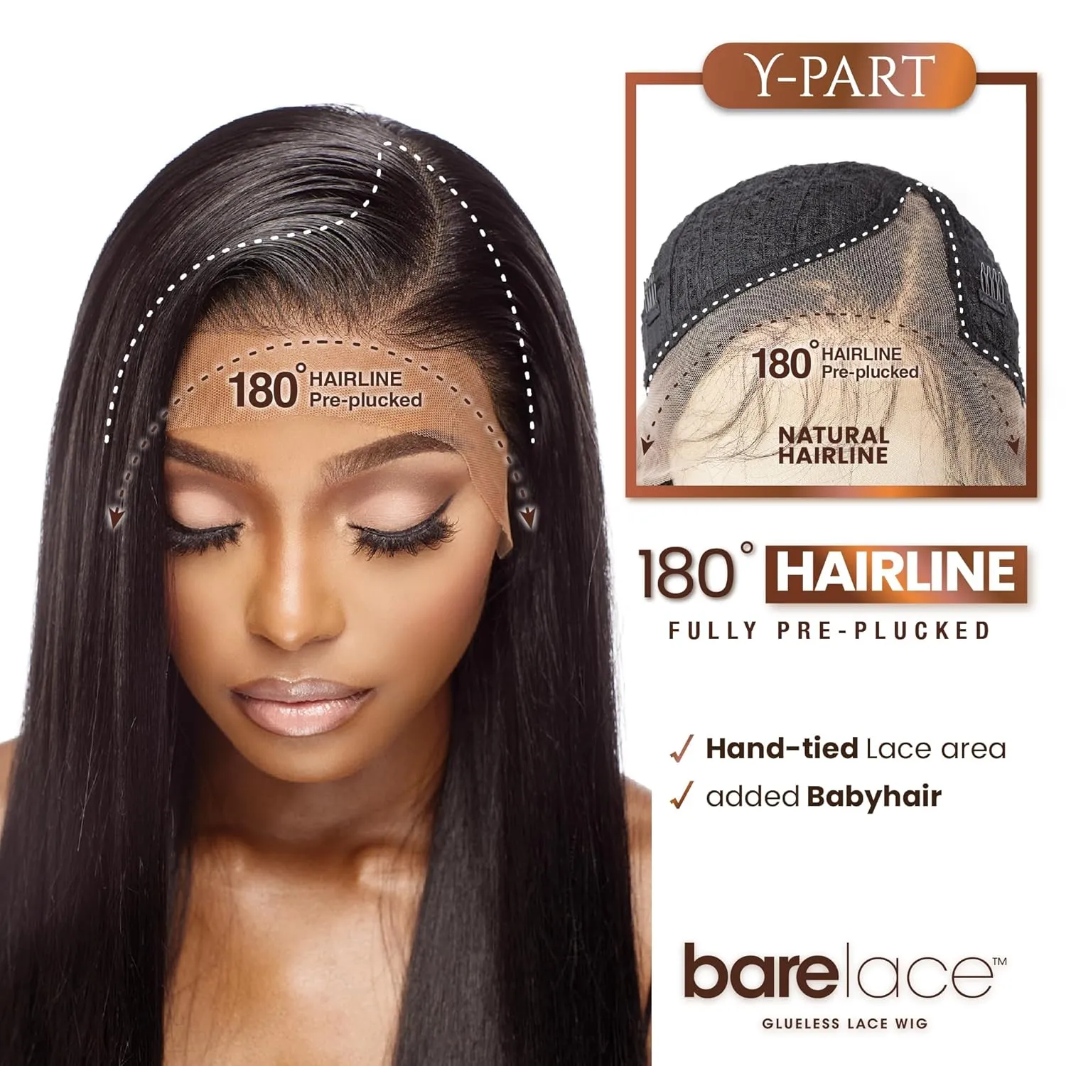 Sensationnel Bare Lace Ypart Lacewigs - Jordyn Lacefront Glueless Synthetic 180 Degree Preplucked Hairline (1 JETBLACK)