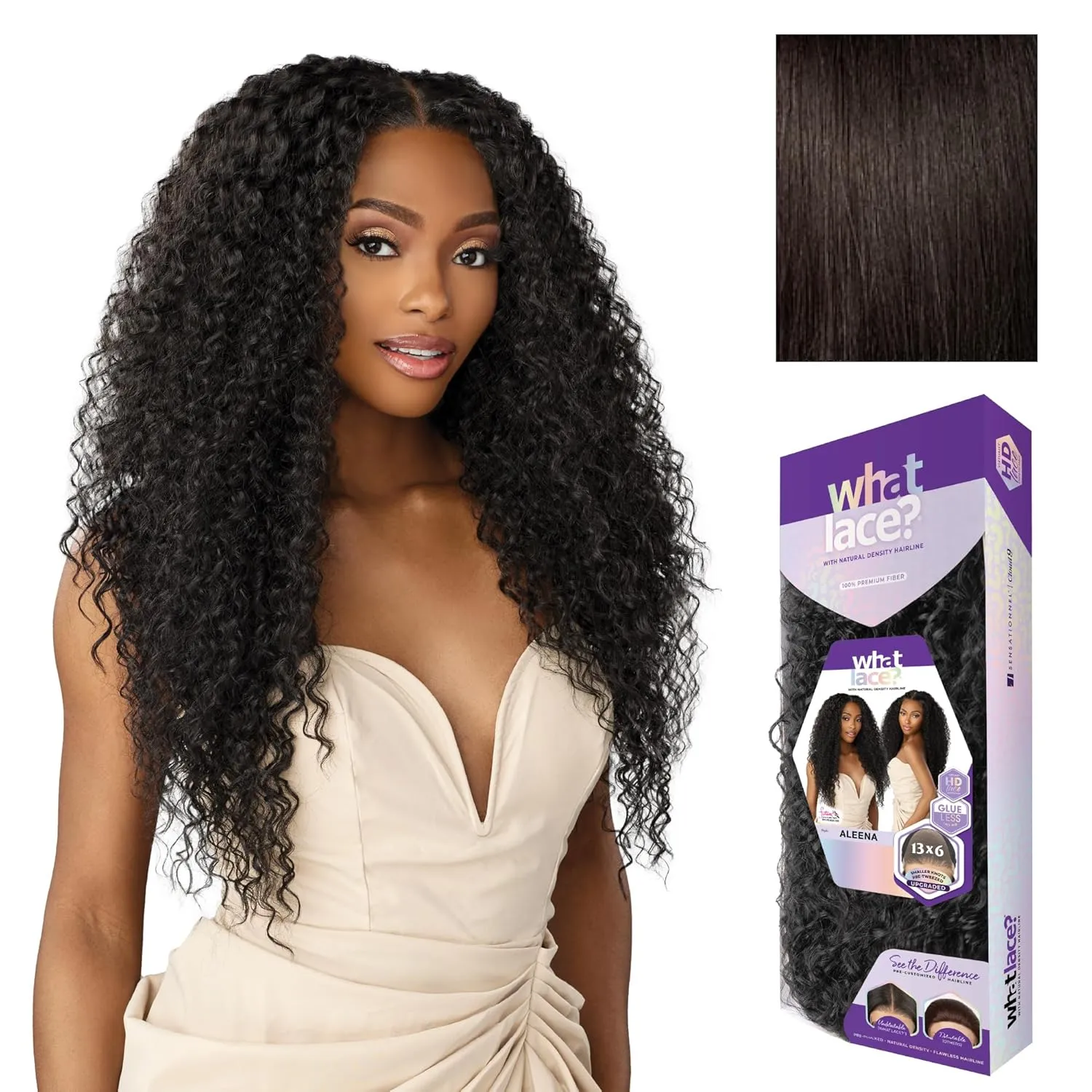 Sensationnel What Lace 13X6 Wigs - Aleena Lacefrontal Hand Tied Glueless Synthetic With Natural Density Preplucked Hairline (2 DARKBROWN)