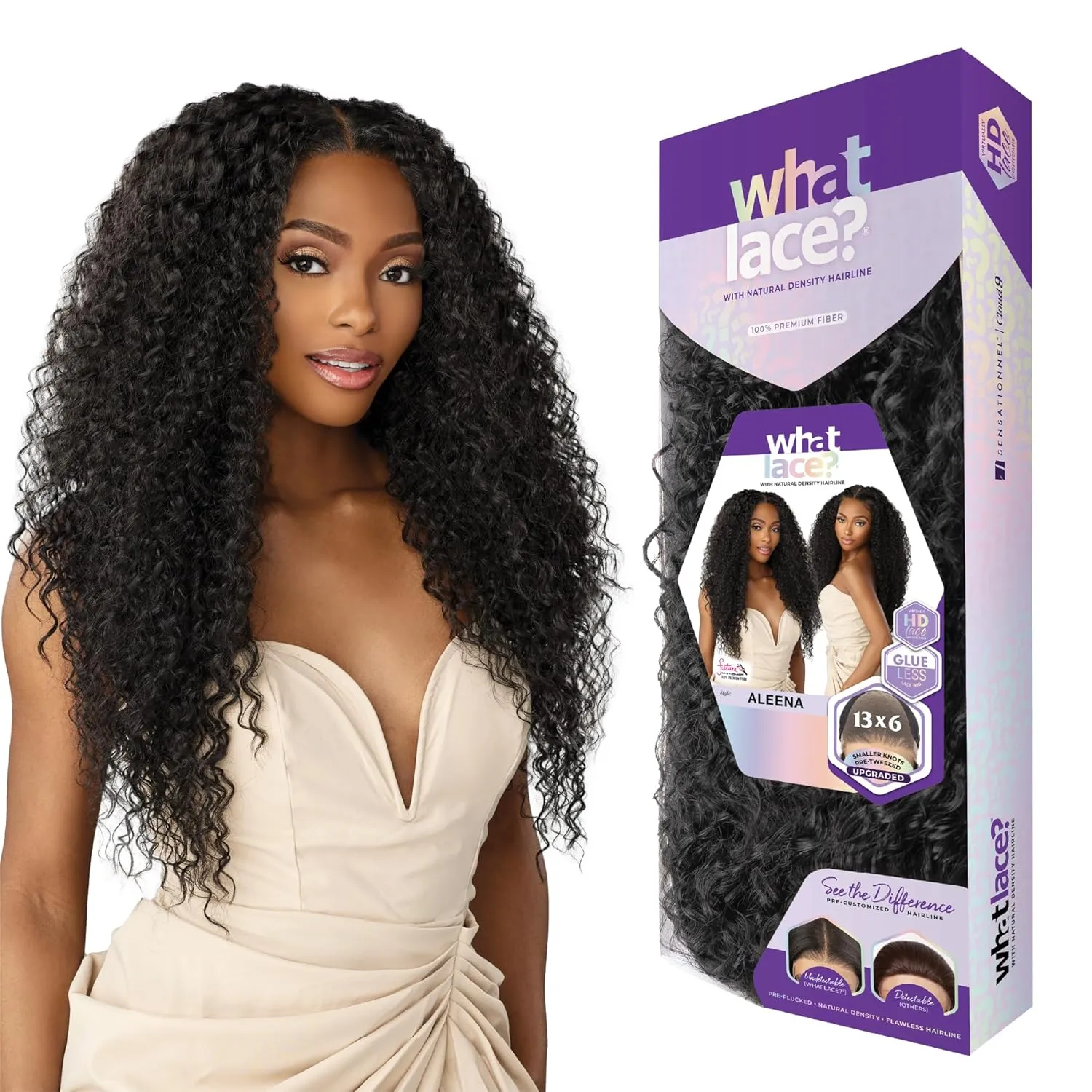 Sensationnel What Lace 13X6 Wigs - Aleena Lacefrontal Hand Tied Glueless Synthetic With Natural Density Preplucked Hairline (BALAYAGECHOCOLATE)