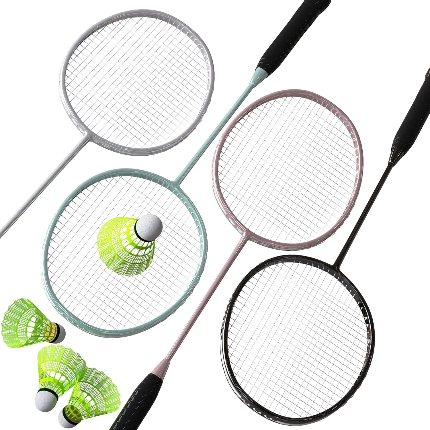 Senston Badminton Rackets Set, Lightweight Badminton Set with Nylon Shuttlecocks for Outdoor, Backyards, Gym, Family, Beginners