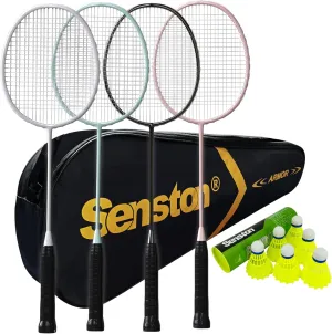 Senston Badminton Rackets Set, Lightweight Badminton Set with Nylon Shuttlecocks for Outdoor, Backyards, Gym, Family, Beginners