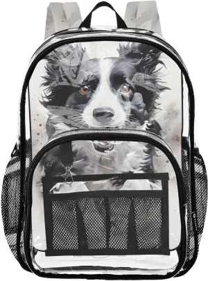 senya Transparent School Bag Excited Dog Travel Backpack With Water-Resistant PVC Plastic Clear Bagpack