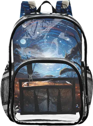 senya Transparent School Bag Meteor Firefly Travel Backpack With Water-Resistant PVC Plastic Clear Bagpack