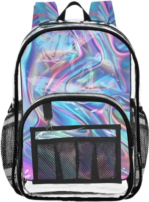 senya Transparent School Bag Purple Laser Travel Backpack With Water-Resistant PVC Plastic Clear Bagpack