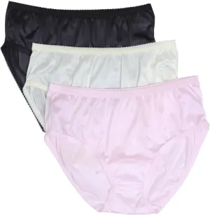 Shadowline Women's Hipster Underwear Nylon Silky Panties 3 Pack 11042