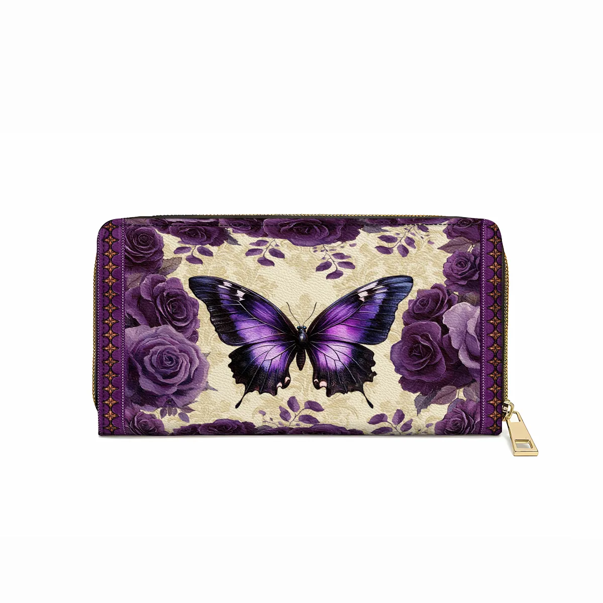 Shineful Leather Clutch Purse With Wristlet Strap Handle Antique Elegance