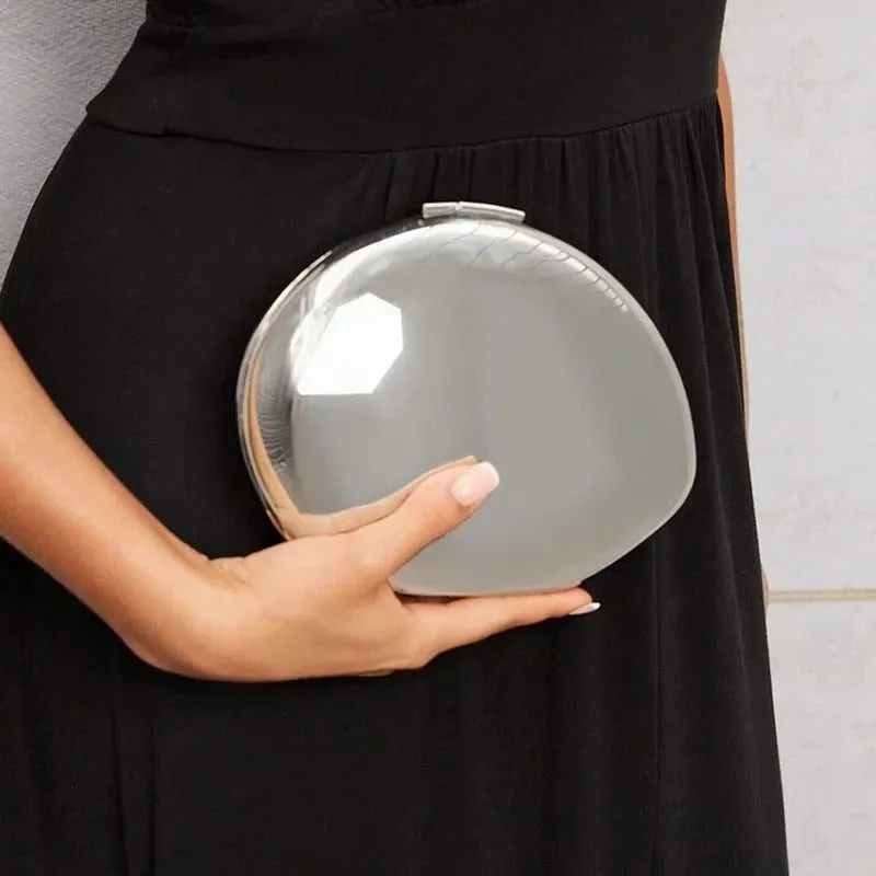 Shiny Silver Acrylic Shell Clutch Bag