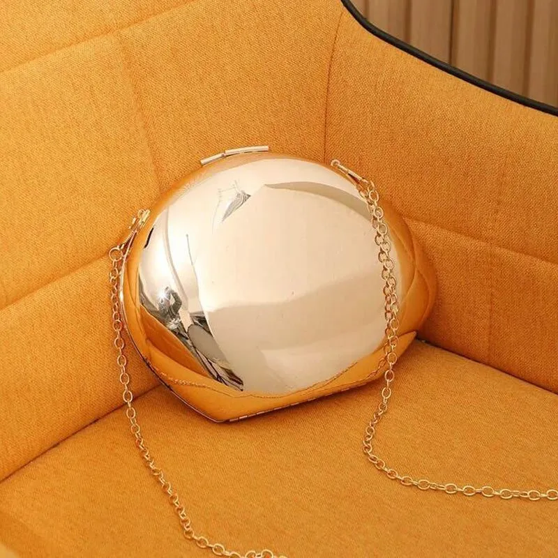Shiny Silver Acrylic Shell Clutch Bag