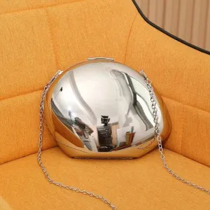 Shiny Silver Acrylic Shell Clutch Bag