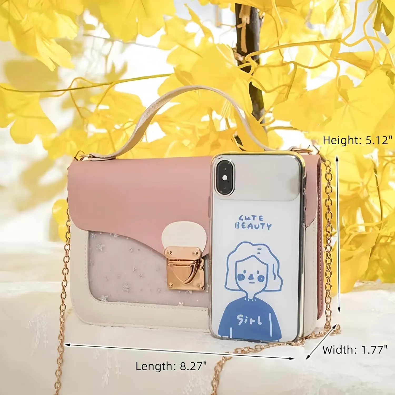 Shoulder Bag,PU Leather Fashion Princess Crossbody Bag,Chain Detachable Three-Layer Interlayer Bag