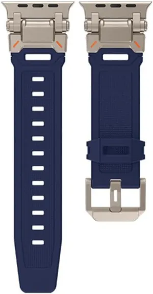 Silicone Metal Strap For Watch Ultra 2 49mm 45mm 44mm 42mm Soft Rubber Strap For Iwatch Series 9 8 7 6 5 4 se Men Bracelet,Blue,for Watch 42mm
