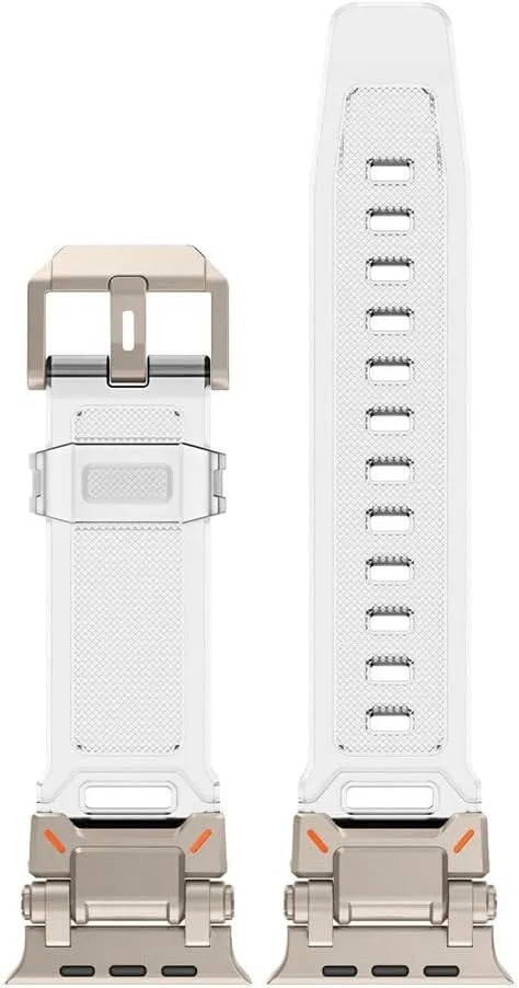 Silicone Metal Strap For Watch Ultra 2 49mm 45mm 44mm 42mm Soft Rubber Strap For Iwatch Series 9 8 7 6 5 4 se Men Bracelet,Transparent color,for Watch 44mm
