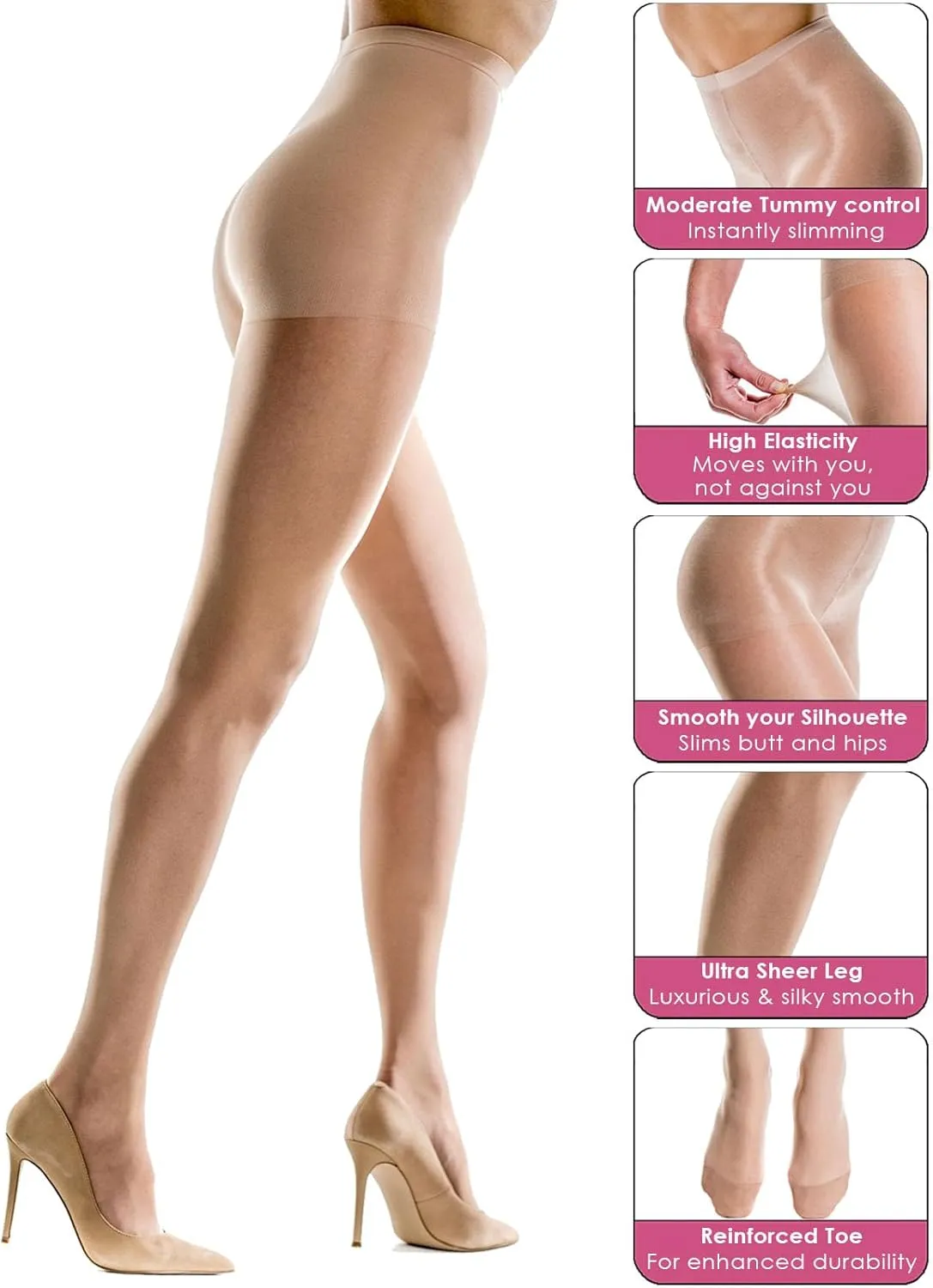 Silkies Women's Ultra Sheer Control Top Pantyhose (2 Pair Pack) - Lightweight, Comfortable, Perfect Fit