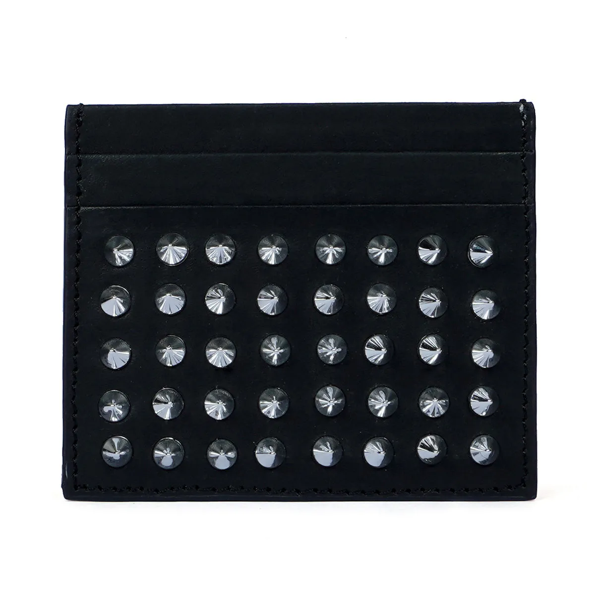 Silver Studded Black Leather Unisex Card Holder With Multi Slot By Brune & Bareskin