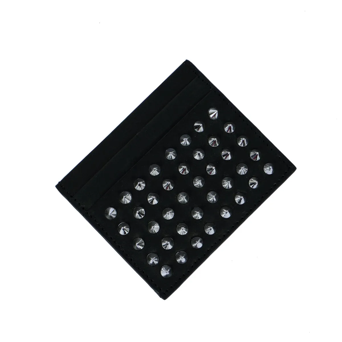 Silver Studded Black Leather Unisex Card Holder With Multi Slot By Brune & Bareskin