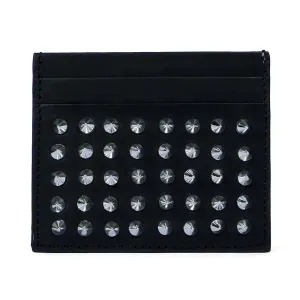 Silver Studded Black Leather Unisex Card Holder With Multi Slot By Brune & Bareskin
