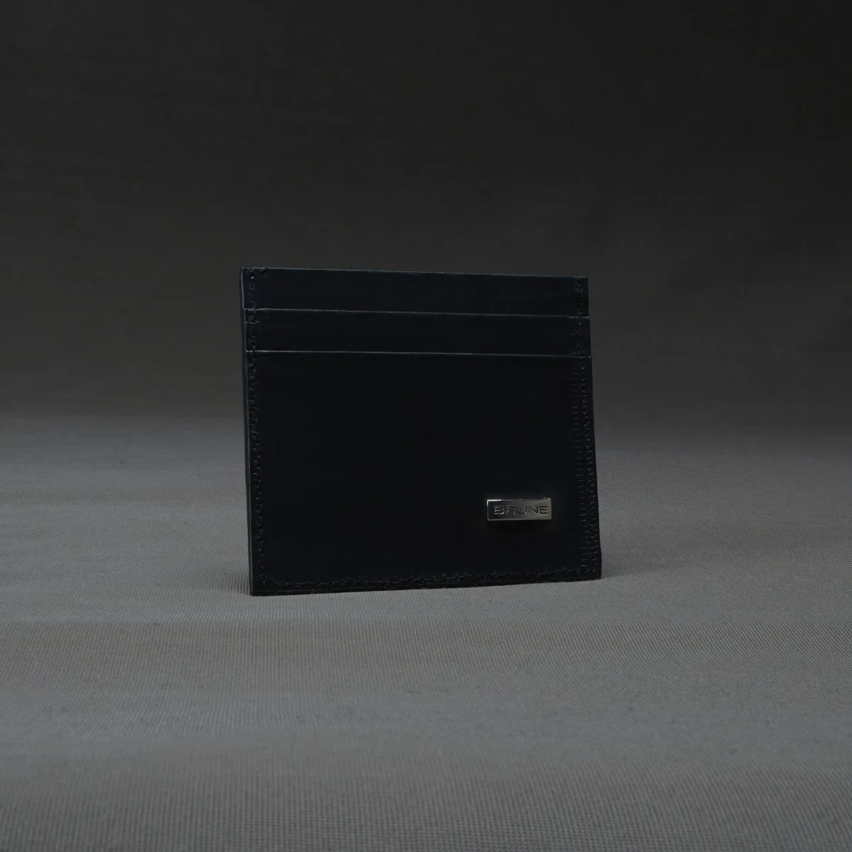 Silver Studded Black Leather Unisex Card Holder With Multi Slot By Brune & Bareskin