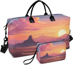 Sinestour Dead Tree Sunset Wilderness Travel Duffel Bag for Men Women with Makeup Bag Weekend Overnight Carry On Bags for Airline Travel Under Seat