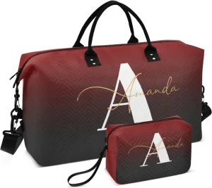 Sinestour Gradient Custom Travel Duffel Bag for Men Women with Makeup Bag Personalized Carry On Bags