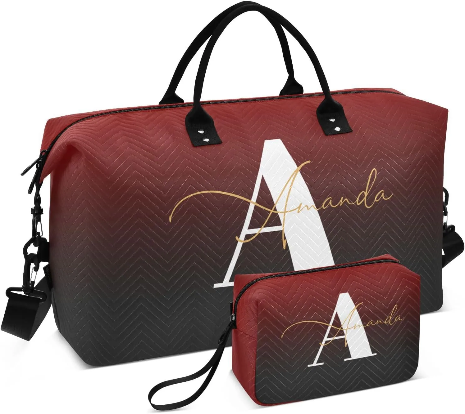 Sinestour Gradient Custom Travel Duffel Bag for Men Women with Makeup Bag Personalized Carry On Bags