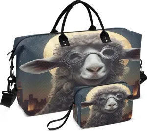 Sinestour Moon Sheep Travel Duffel Bag for Men Women with Makeup Bag Weekend Overnight Carry On Bags for Yoga Travel Gym