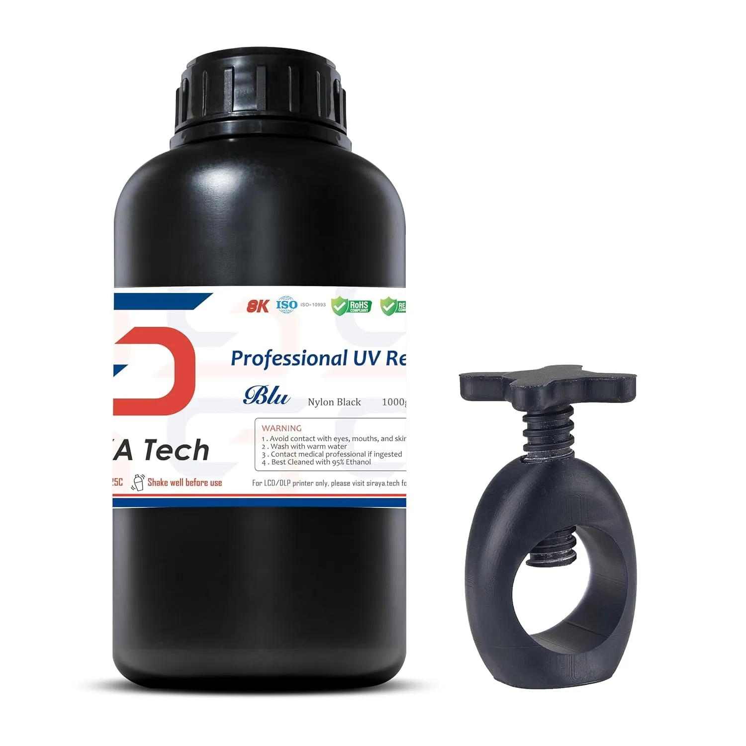Siraya Tech Blu Nylon 3D Printer Resin Nylon-Like Strong and Precise High-Resolution 405nm UV-Curing Rapid Resin for LCD DLP 3D Printer and 8K Capable (1kg, Nylon Black)
