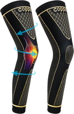 SKDK Copper Full Leg Sleeves Long Compression Leg Sleeve Knee Sleeves Protect Leg for Knee Pain Relief, Workout and Sports