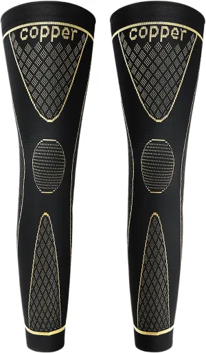 SKDK Copper Full Leg Sleeves Long Compression Leg Sleeve Knee Sleeves Protect Leg for Man Women Basketball, Arthritis Cycling Sport Football, Reduce Varicose Veins and Swelling of Legs