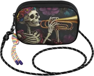 Skeleton Trumpet Garland Crossbody Bags for Women Cell Phone Purses Women's Shoulder Handbag Wallet Purse with Rope Pendant
