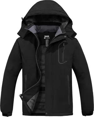 Skieer Men's Mountain Waterproof Ski Jacket Winter Rain Jacket Warm Fleece Snow Coat