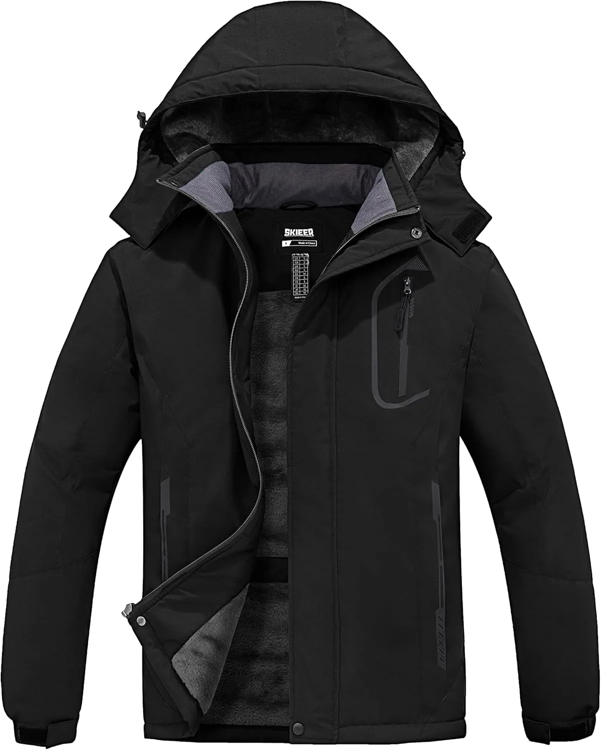 Skieer Men's Mountain Waterproof Ski Jacket Winter Rain Jacket Warm Fleece Snow Coat