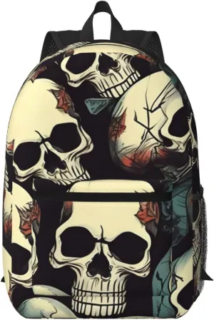 Skull Skeleton Print Stylish Travel Backpack,Large Capacity Laptop Bag,Suitable For Work,Travel And Gym