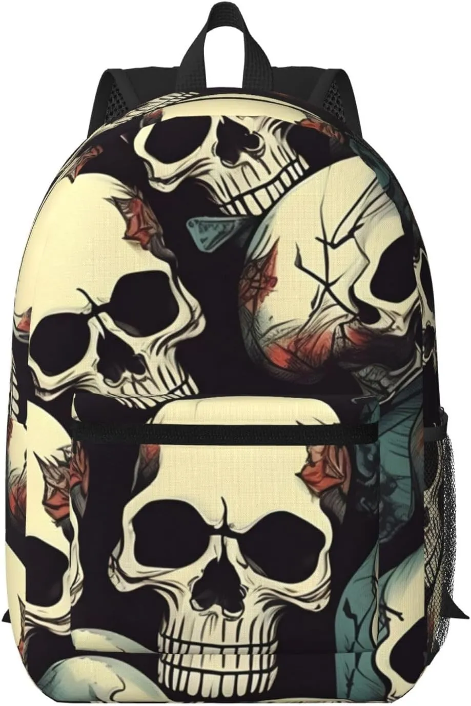 Skull Skeleton Print Stylish Travel Backpack,Large Capacity Laptop Bag,Suitable For Work,Travel And Gym